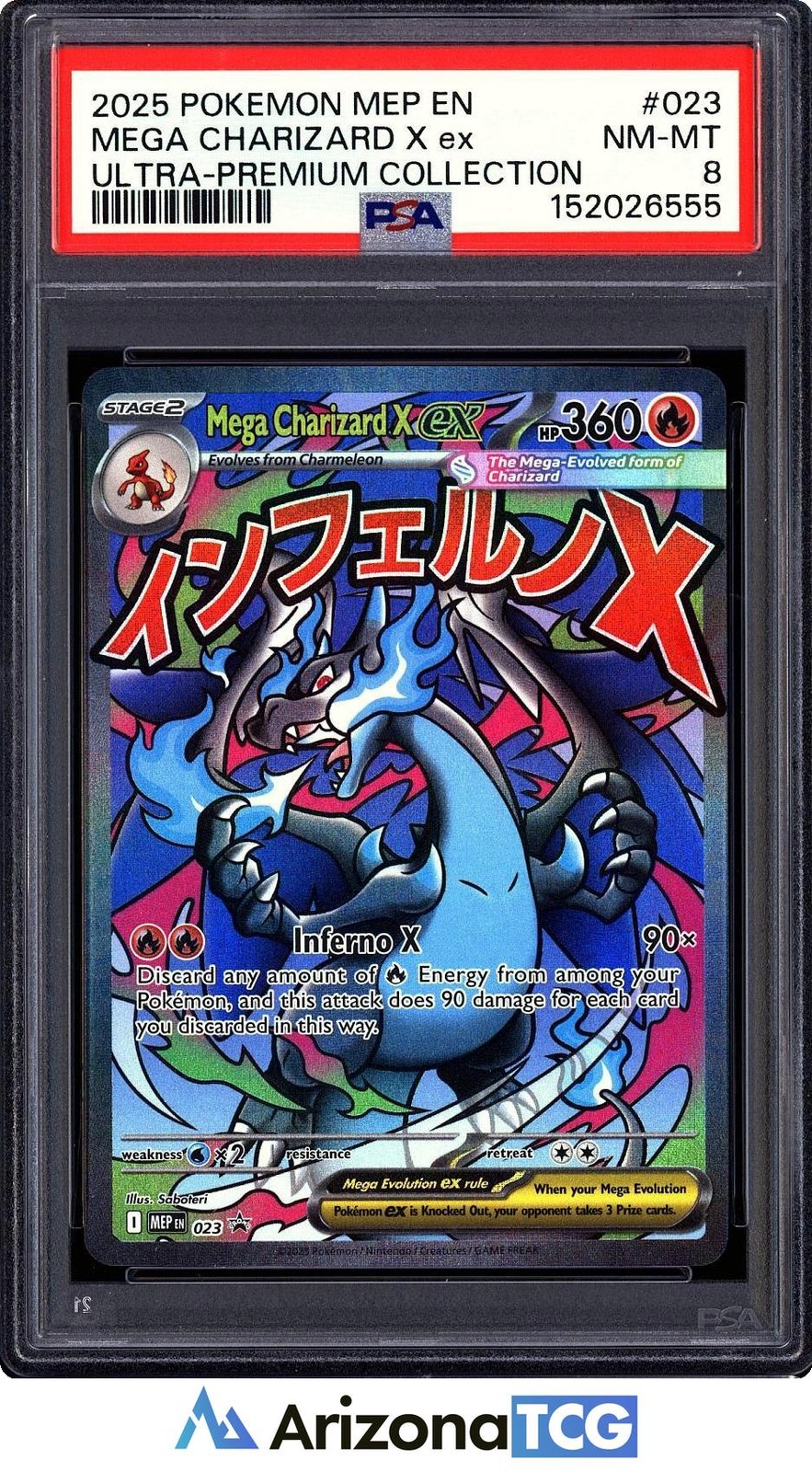 Pokemon 2025 Mega Charizard X ex 023 Mega Evolution UPC Promo PSA 8