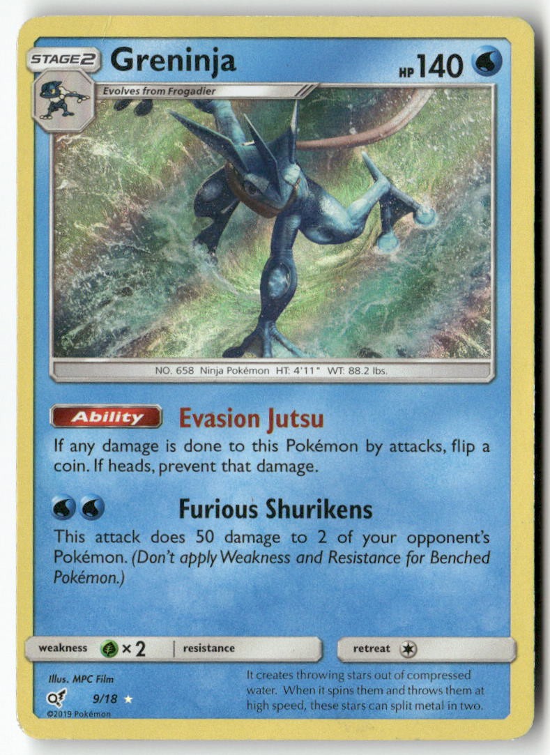 Greninja 9/18 Ultra Rare Detective Pikachu Pokemon Holo Heavily Played