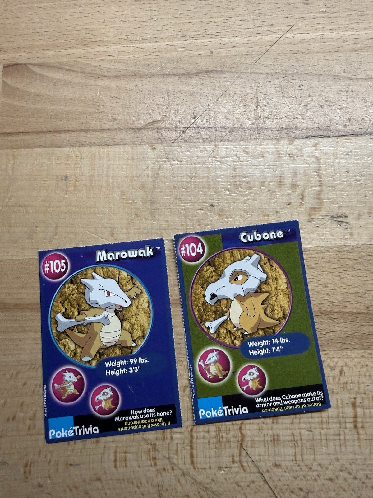 Pokemon Burger King Cubone Marowak PokeTrivia Promo LP Mewtwo Strikes Back