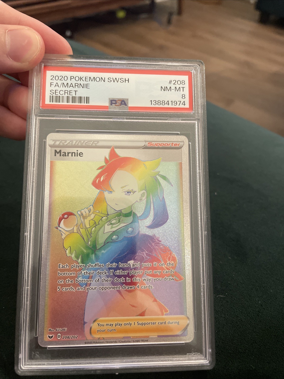 PSA 8 Marnie (Secret) 208/202 Swsh01: Sword & Shield Holo