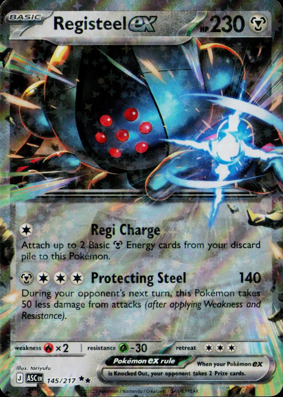 Registeel ex 145/217 Double Rare Ascended Heroes Pokemon Holo NM/M