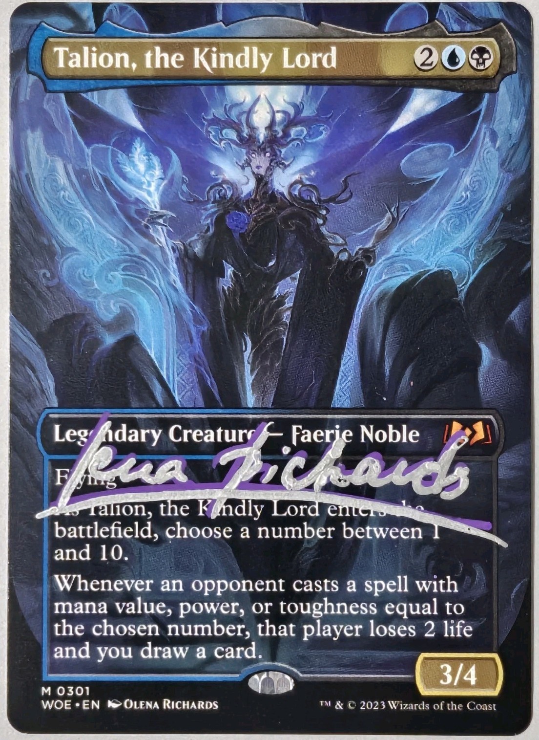 Borderless TALION THE KINDLY LORD Olena Richards ARTIST SIGNED Auto MTG Non-Foil