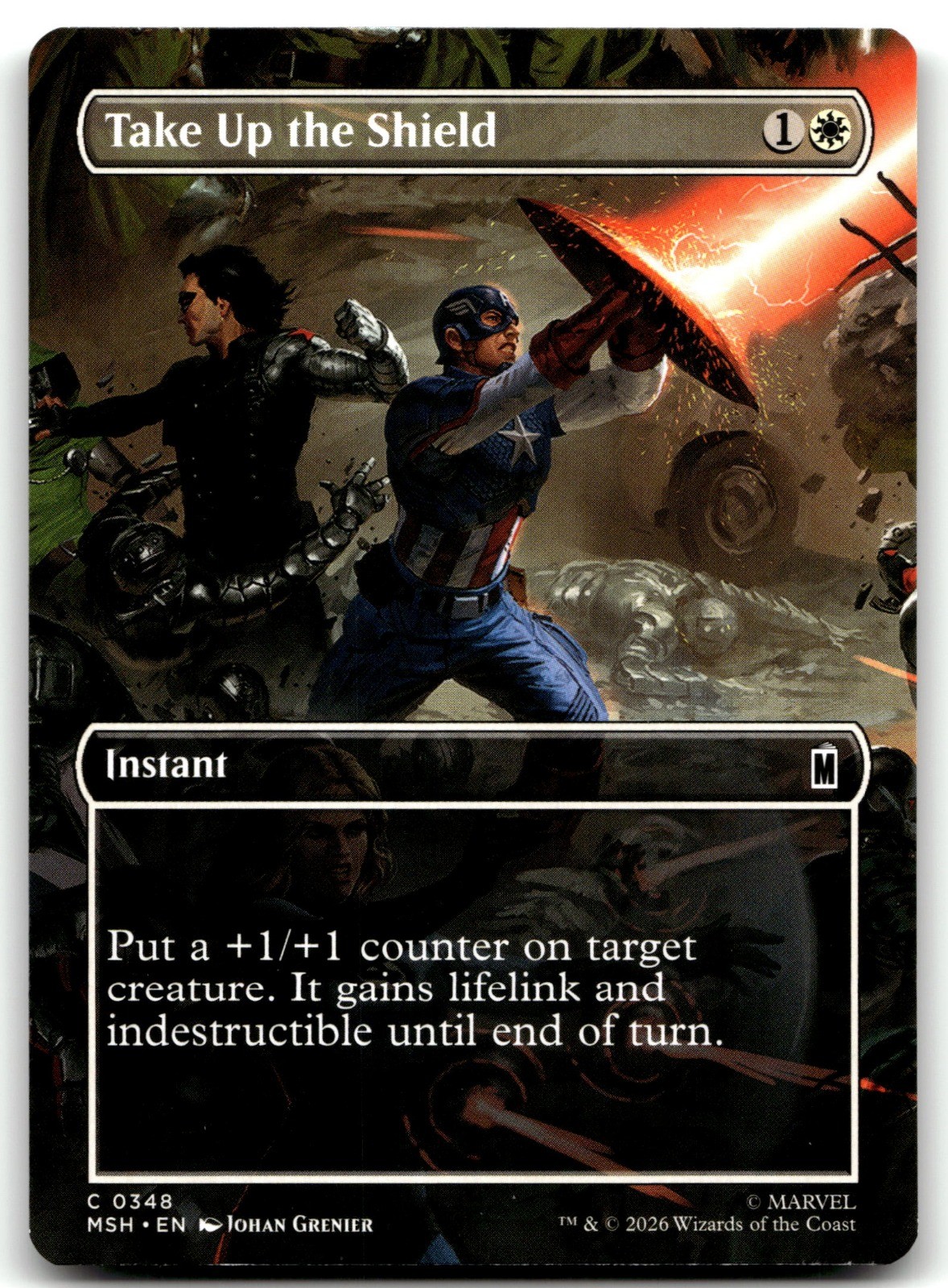 Take Up the Shield (Borderless) MTG MSH 348 White Manuel Castañón