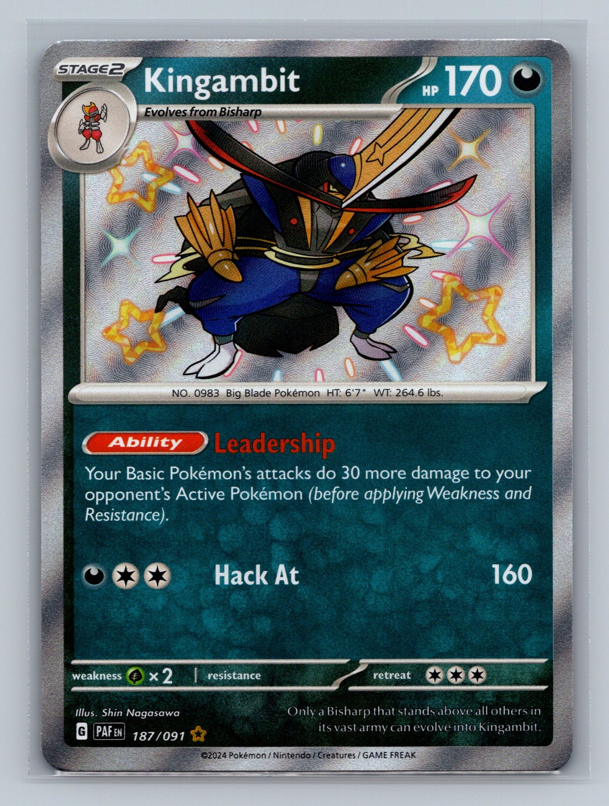 Kingambit 187/091 PAF Pokemon Card EN Holofoil NM