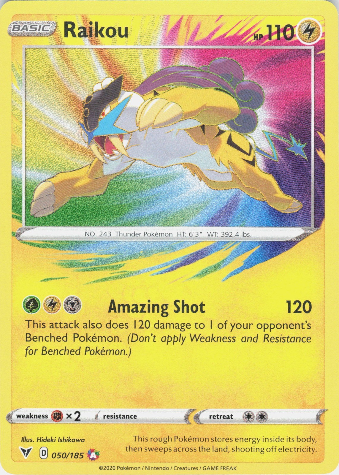 Raikou Holo Amazing Rare SWSH04: Vivid Voltage 050/185 NM