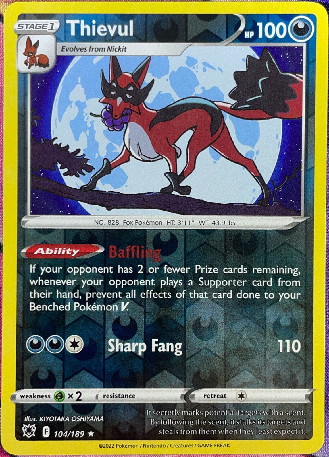 Thievul Reverse Holo Rare – 104/189 – Astral Radiance Pokemon 2022