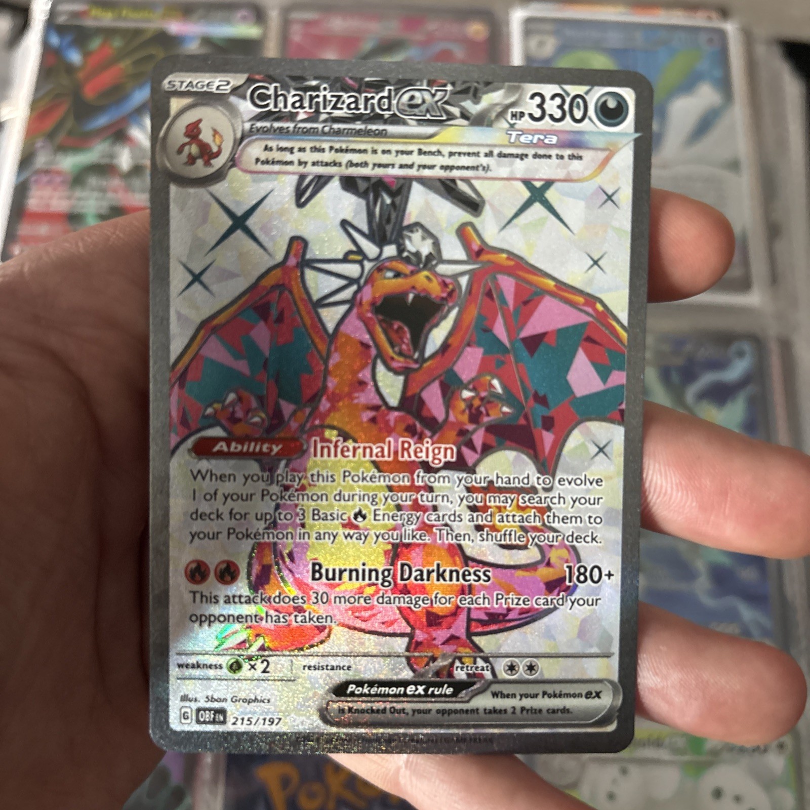 Pokemon Charizard ex 215/197 Ultra Rare Obsidian Flames Holo Near Mint