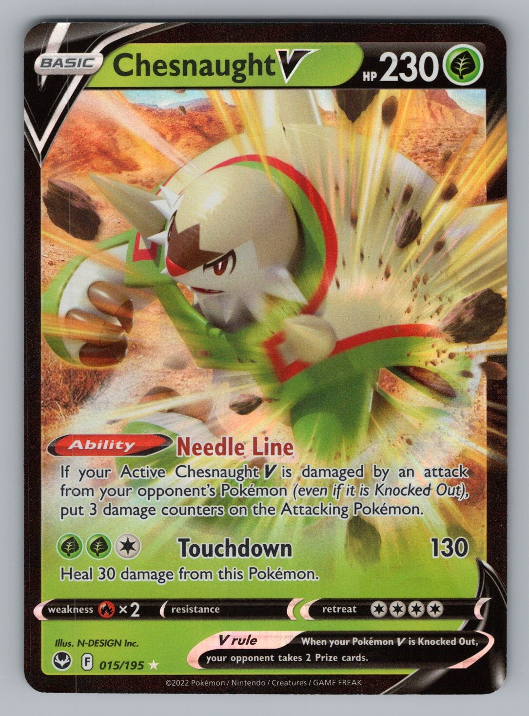CHESNAUGHT V 015 V RARE POKEMON HOLO LP SIT N-DESIGN INC.q