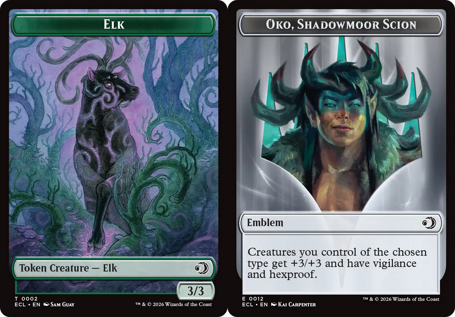 x1 Elk / Oko, Shadowmoor Scio TECL Lorwyn Eclipsed MTG 2-12 TOKEN M/NM 1x