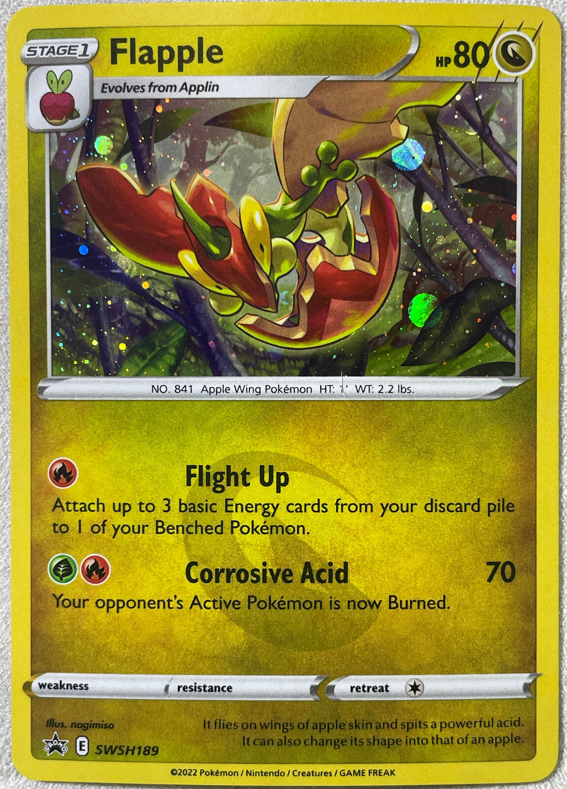 Flapple Black Star Promo Cosmos Holo – SWSH189 – Sword & Shield Pokemon 2022