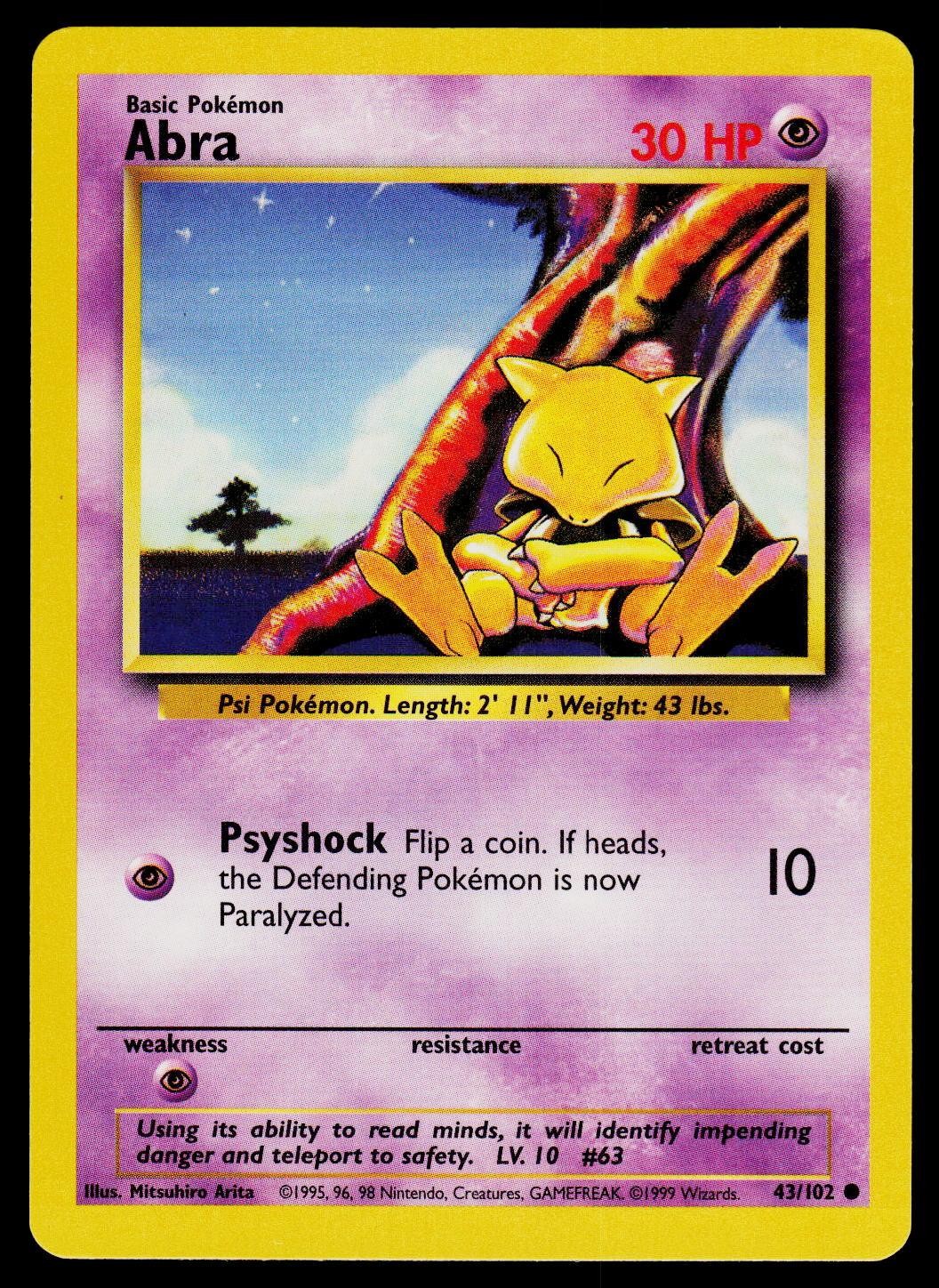 Abra 43/102 ( MP ) COMMON | Base Set Unlimited | Pokemon