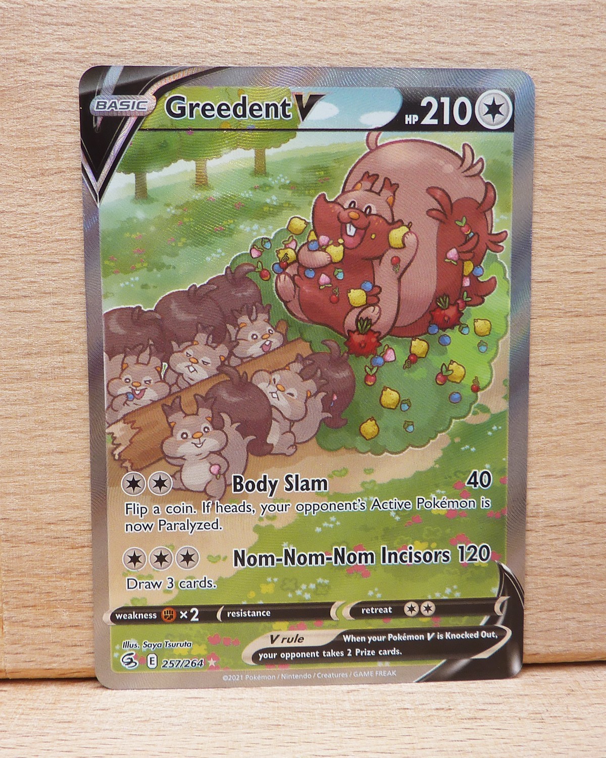 Pokémon Greedent V 237/264 Fusion Strike Holo Full Art Ultra Rare 2021 NM