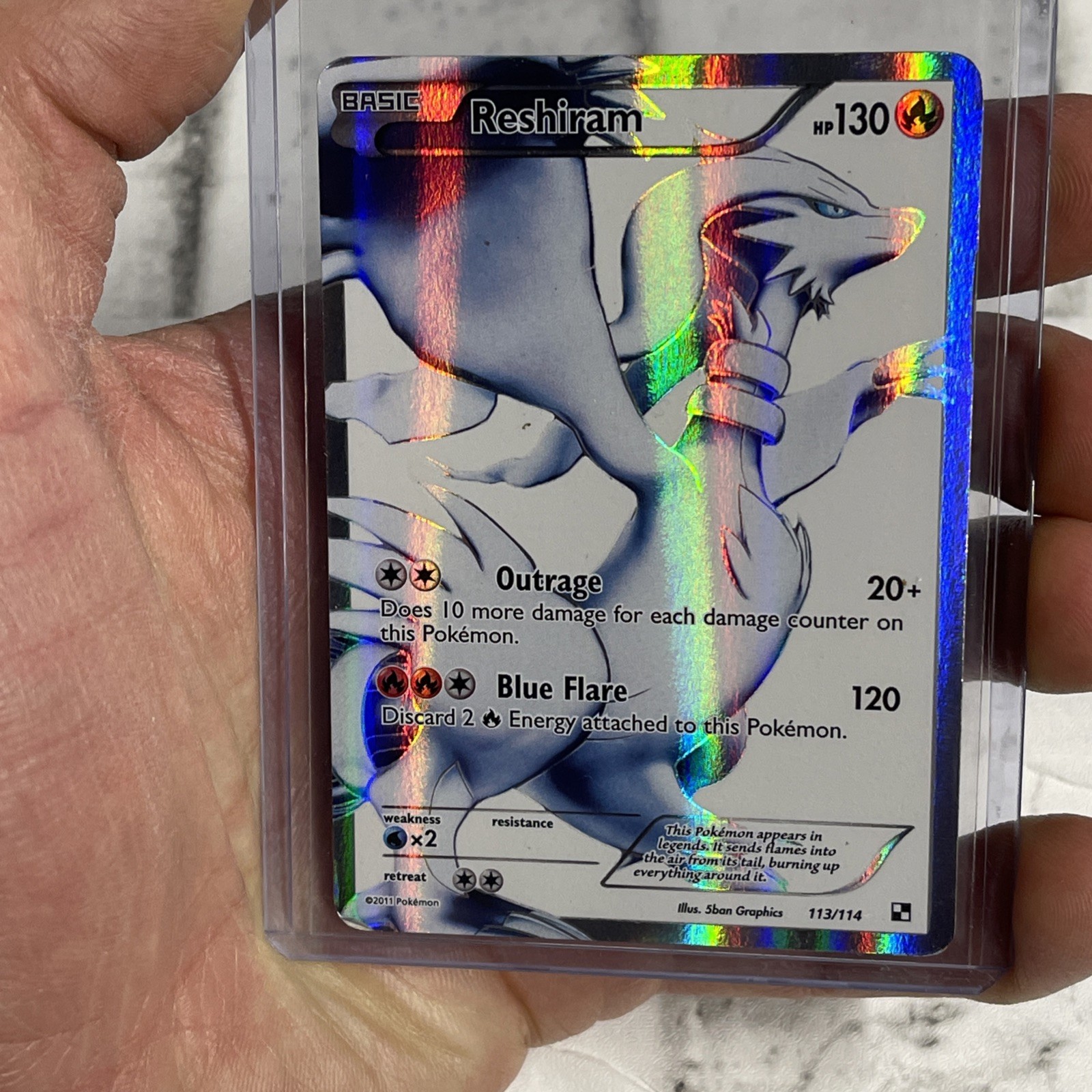 Reshiram Full Art 113/114 Black & White Holo 2011 Pokemon Card MP+ Pokémon TCG