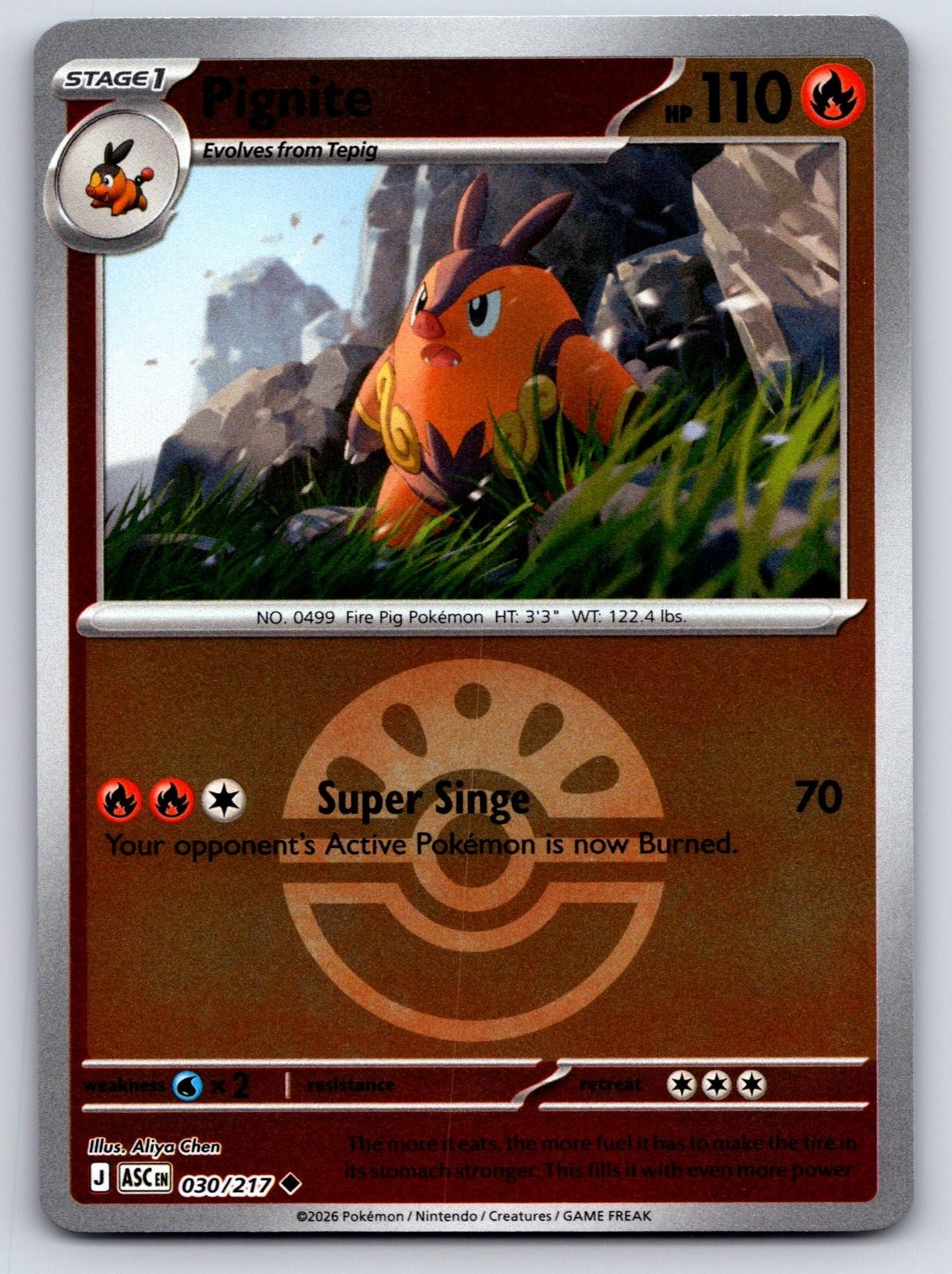 Pignite (Friend Ball) 030/217 Uncommon Ascended Heroes Pokemon Reverse Holo NM