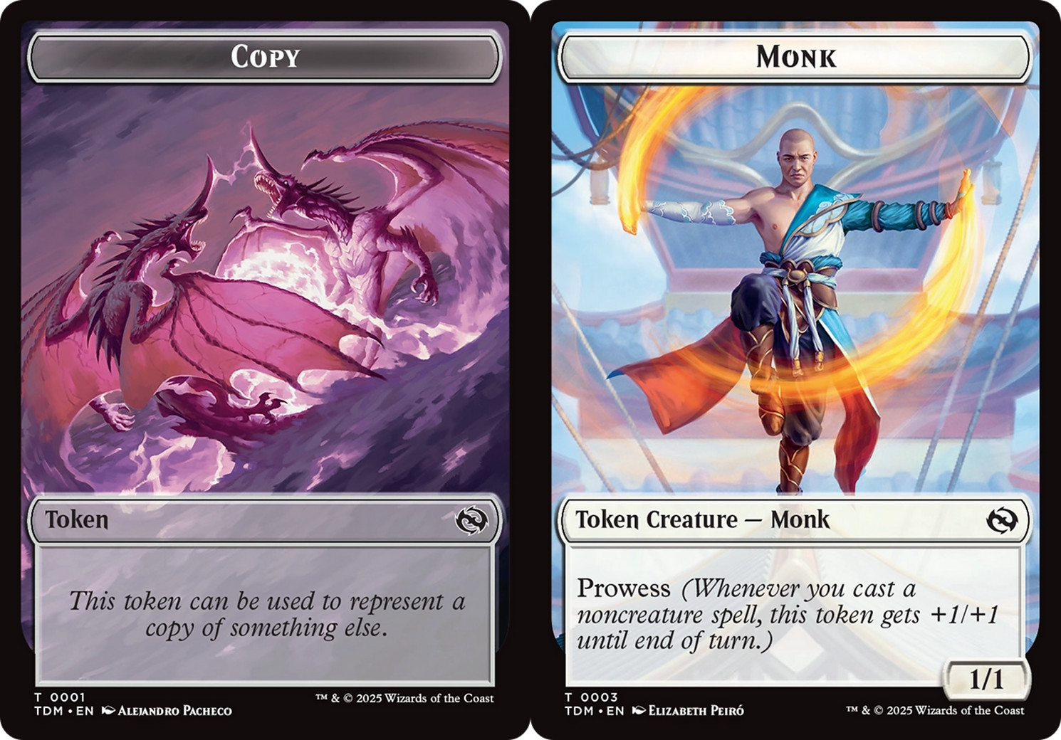 x4 Copy / Monk TTDM Tarkir Dragonstorm MTG 1-3 TOKEN M/NM 4x