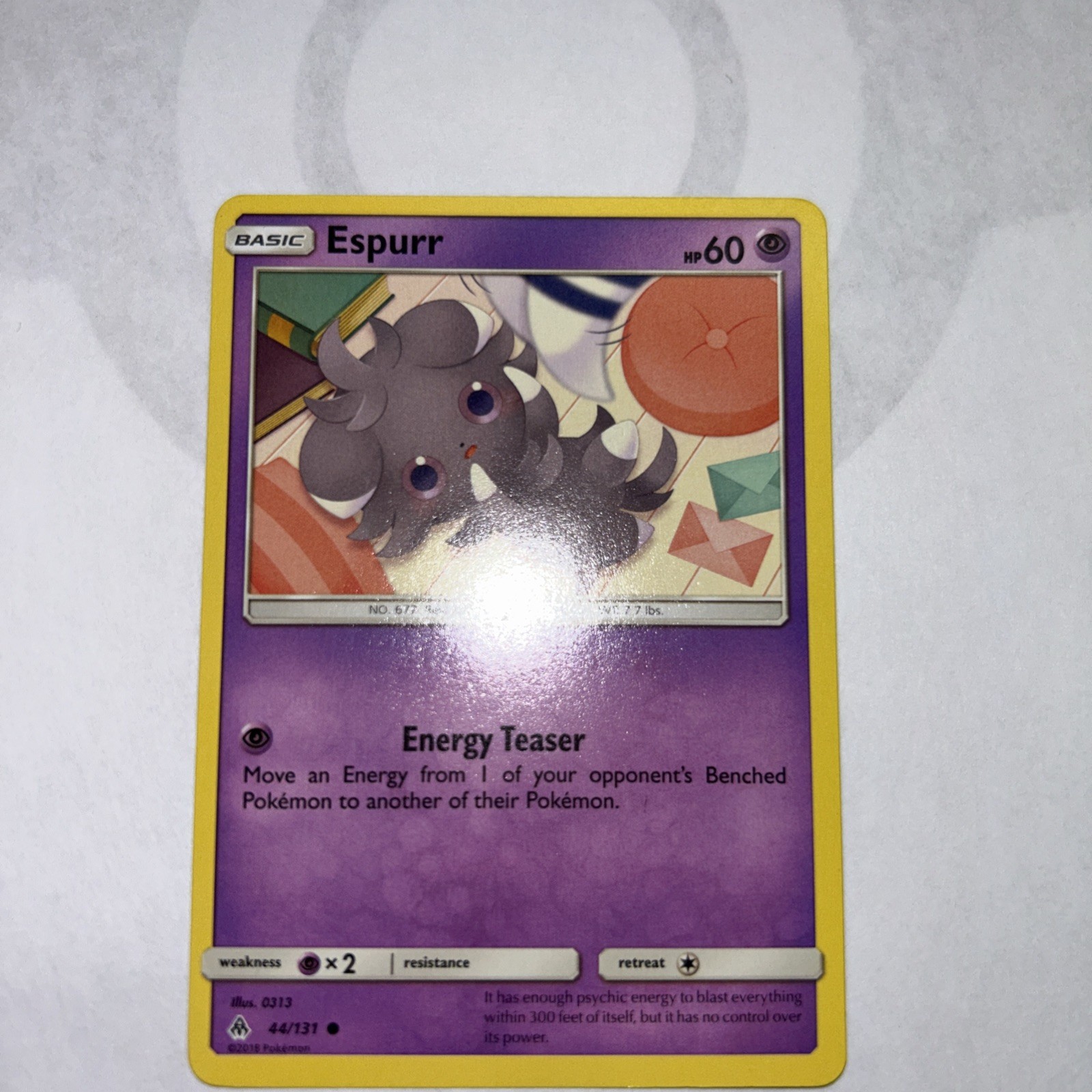 Espurr 44/131 Common SM – Forbidden Light LP Pokemon Card