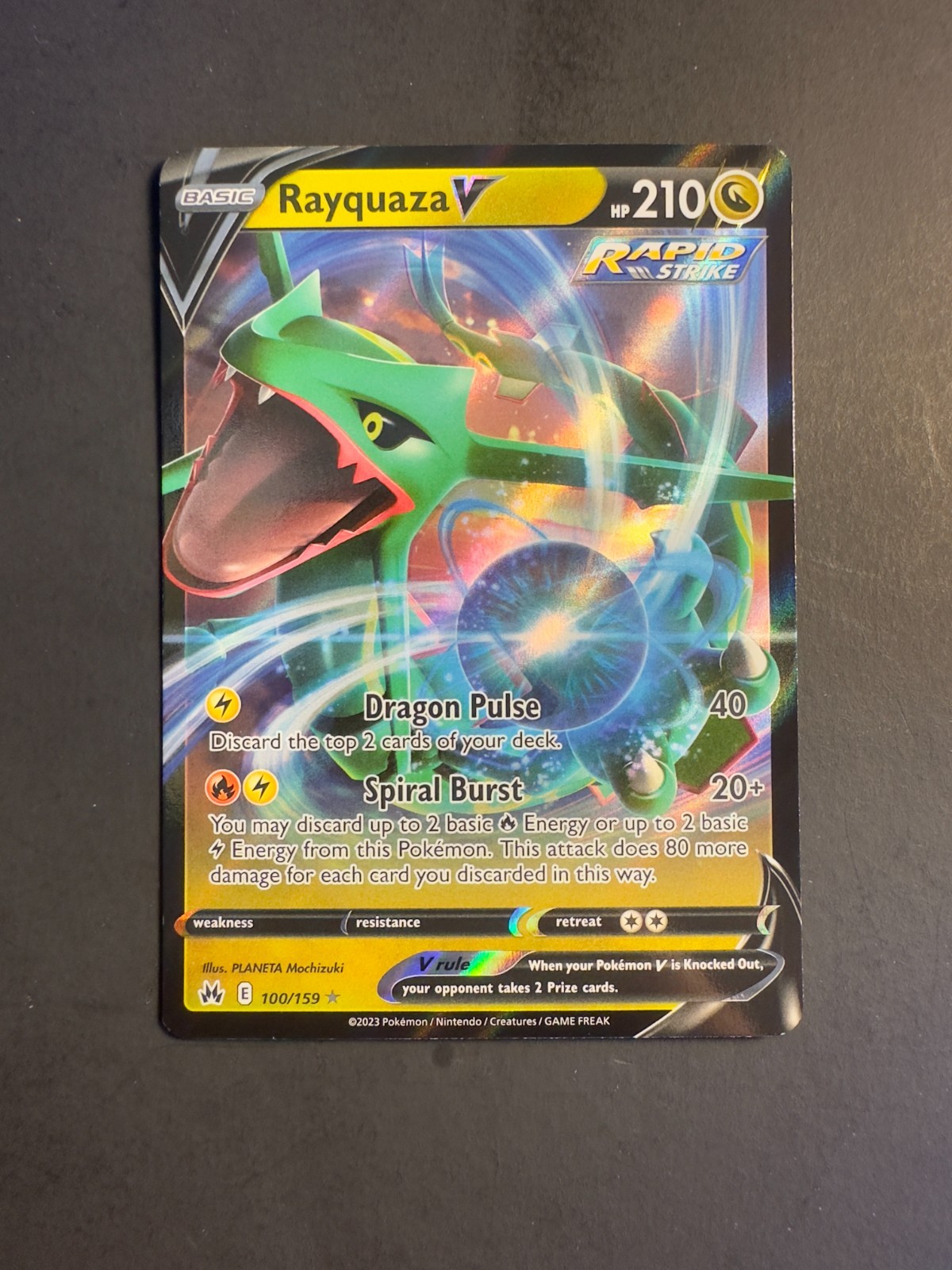 2021 Pokemon SWSH Crown Zenith Rayquaza V 100 /159 Holo rare Holographic art 002