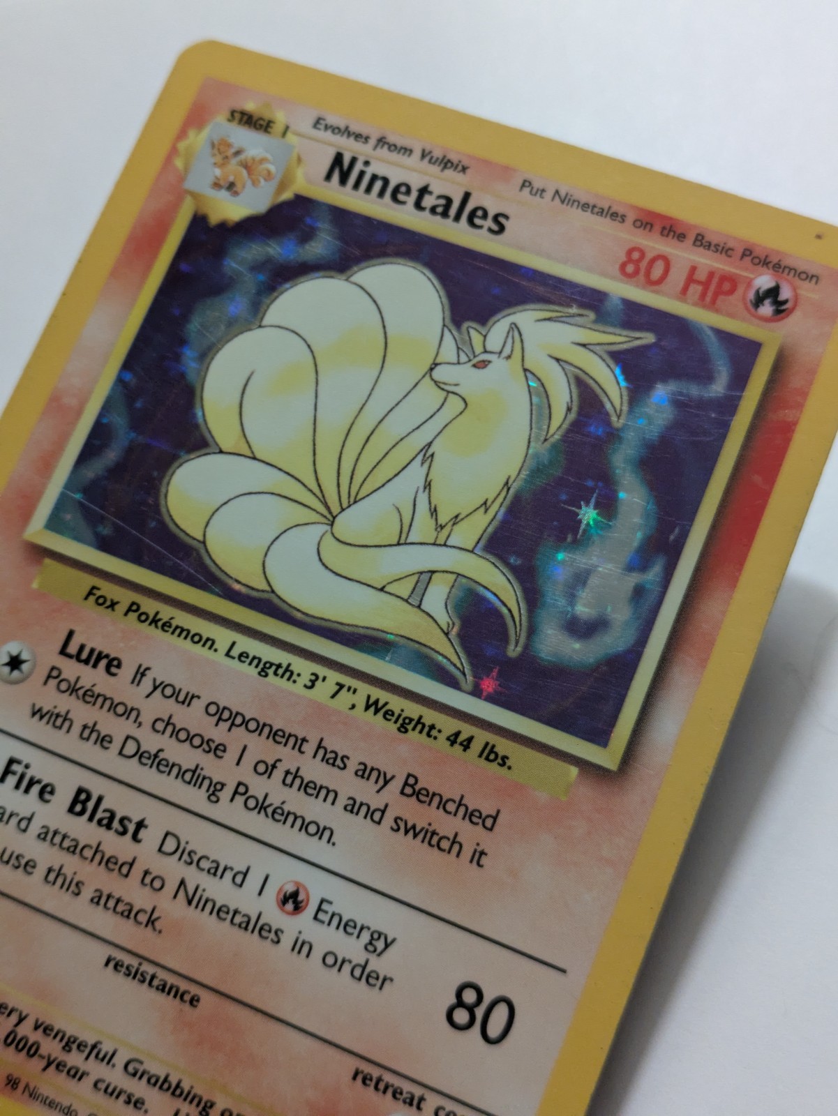 1999 Pokemon Game Base Set Ninetales Holo 12/102