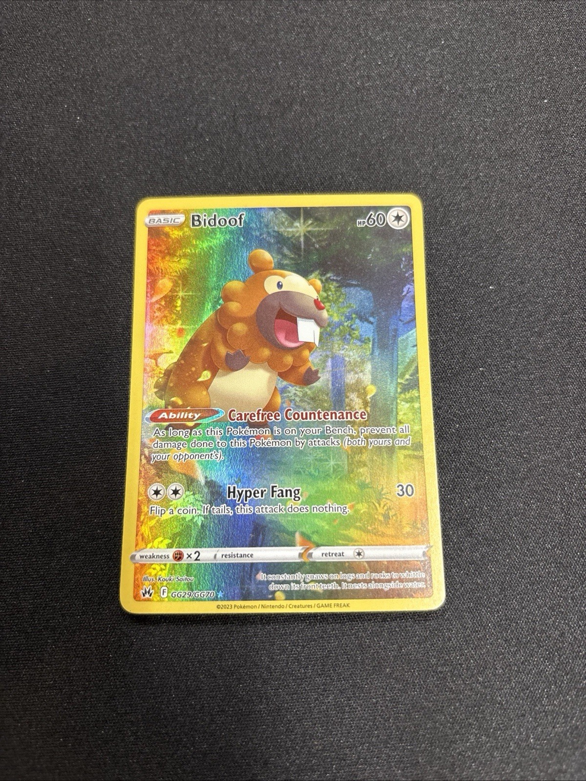 Pokemon Bidoof GG29/GG70 Crown Zenith Full Art Ultra Rare Holo Card NM