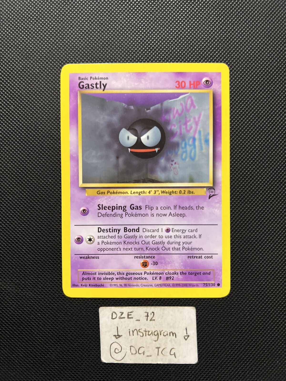 Pokemon WOTC Base Set 2 – Gastly – 75/130 – Common – NM/VLP