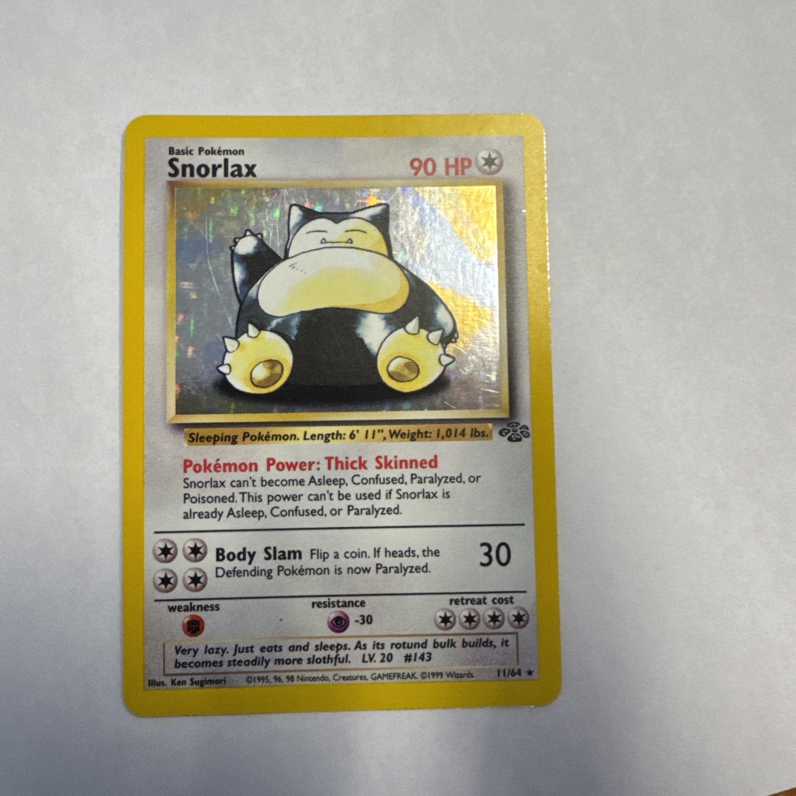 Snorlax 11/64 Jungle Holo Unlimited WotC Pokemon TCG