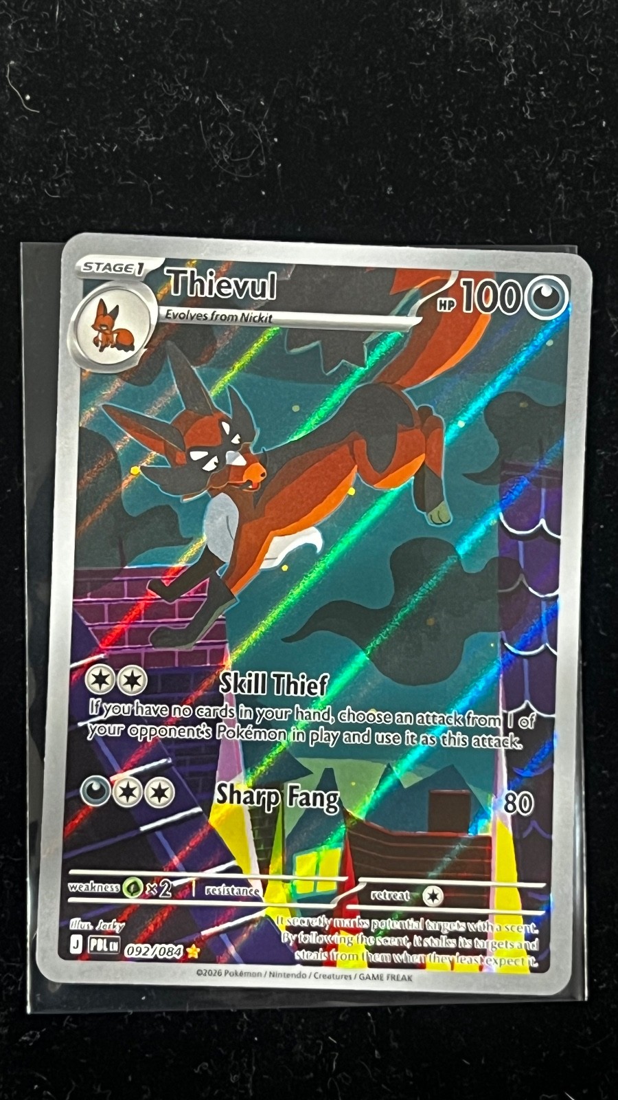 Thievul Illustration Rare Holo ME05: Pitch Black 092/084 NM