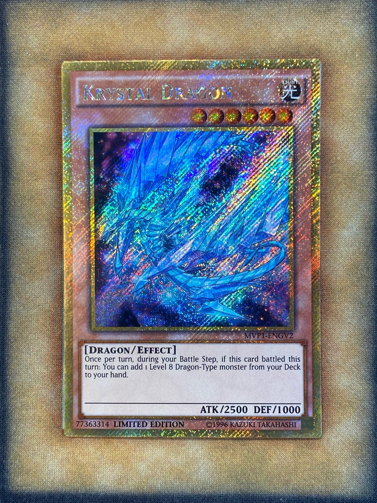 Yugioh Krystal Dragon MVP1-ENGV2 Gold Rare Limited Edition NM
