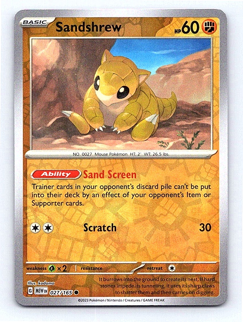 Sandshrew Reverse Holo 027/165 SV: Scarlet & Violet 151 Common NM