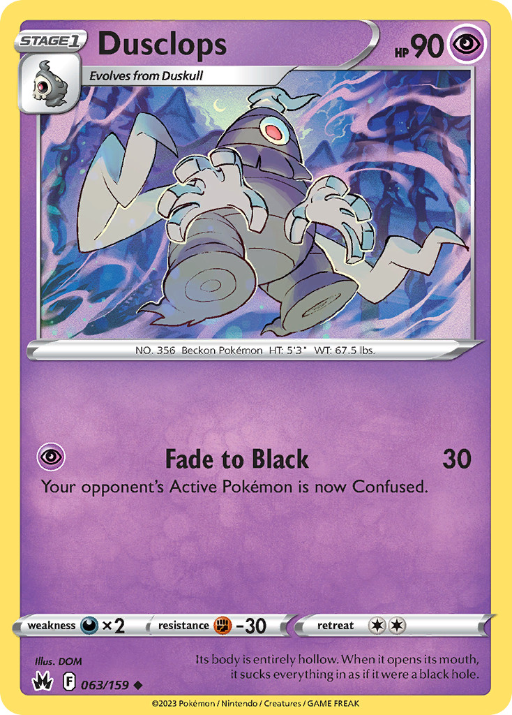 Dusclops 063/159 Crown Zenith Uncommon Pokemon NM/M