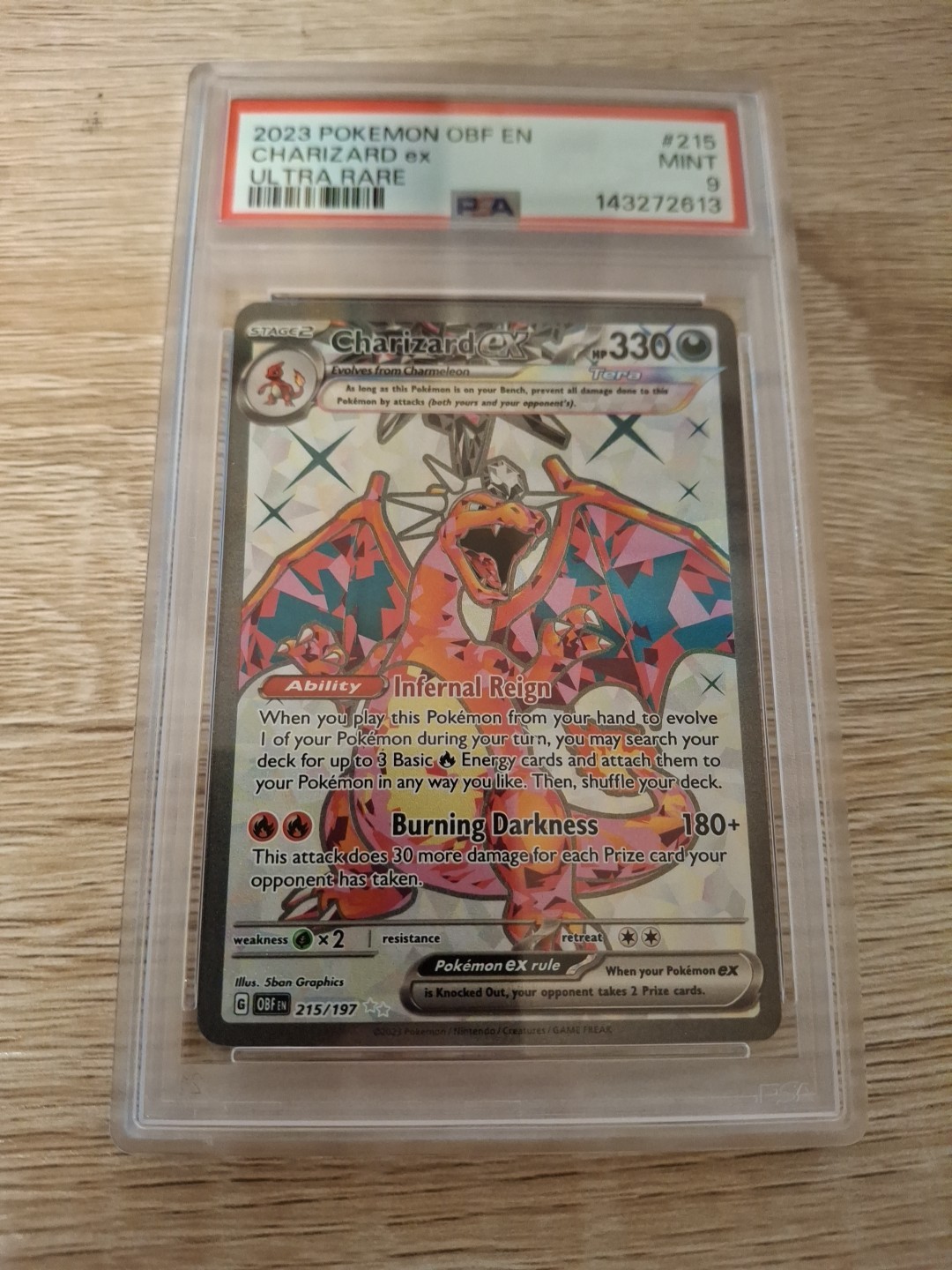 Charizard ex Full Art 215/197 Obsidian Flames PSA 9 Mint 2023