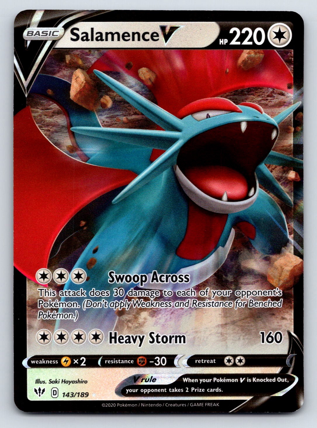Salamence V Ultra Rare Pokemon SWSH03: Darkness Ablaze 143/189 Saki Hayashiro NM