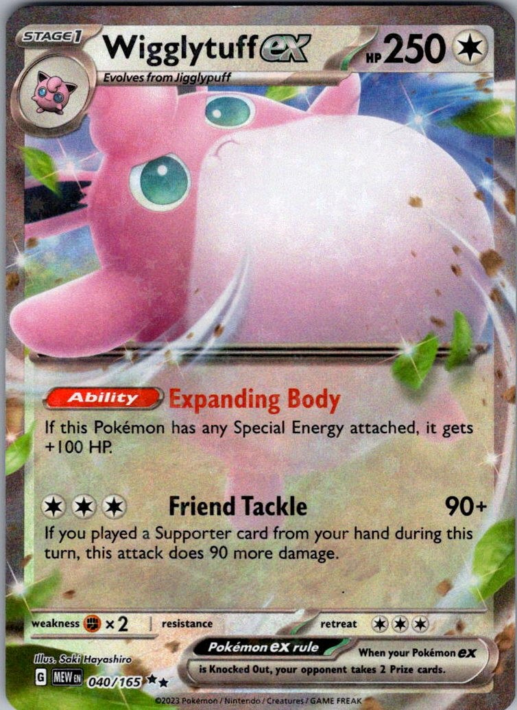 Wigglytuff ex Holo Double Rare Scarlet & Violet 151 040/165 NM Saki Hayashiro