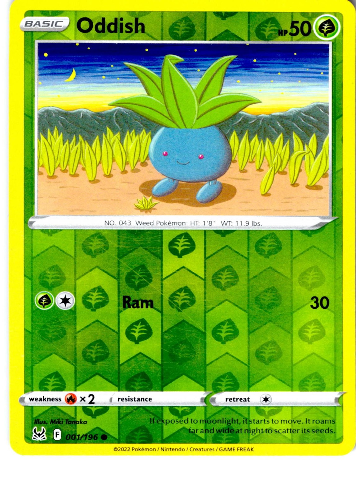 Oddish 001/196 Common Lost Origin Pokemon Reverse Holo Lightly Played
