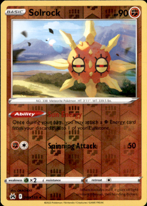 Solrock Reverse Holo Uncommon SWSH: Crown Zenith 069/159 NM OKACHEKE 2023