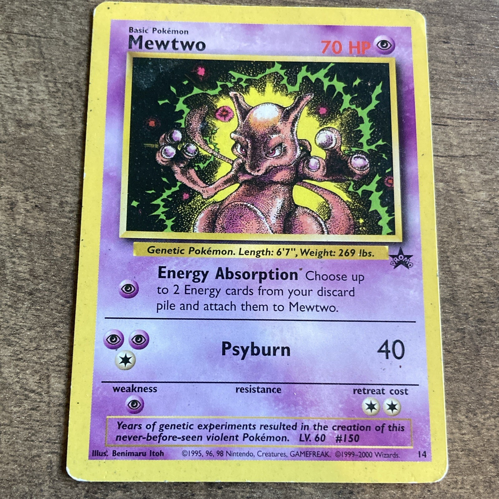 Pokemon TCG Mewtwo Black Star Promo 14/53 Wotc Holo ENG 2000 70 HP