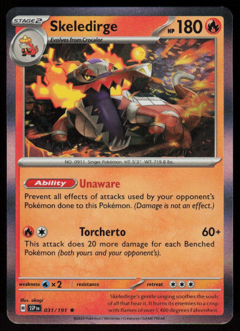 Skeledirge 031/191 Rare Surging Sparks Pokemon Holo Near Mint