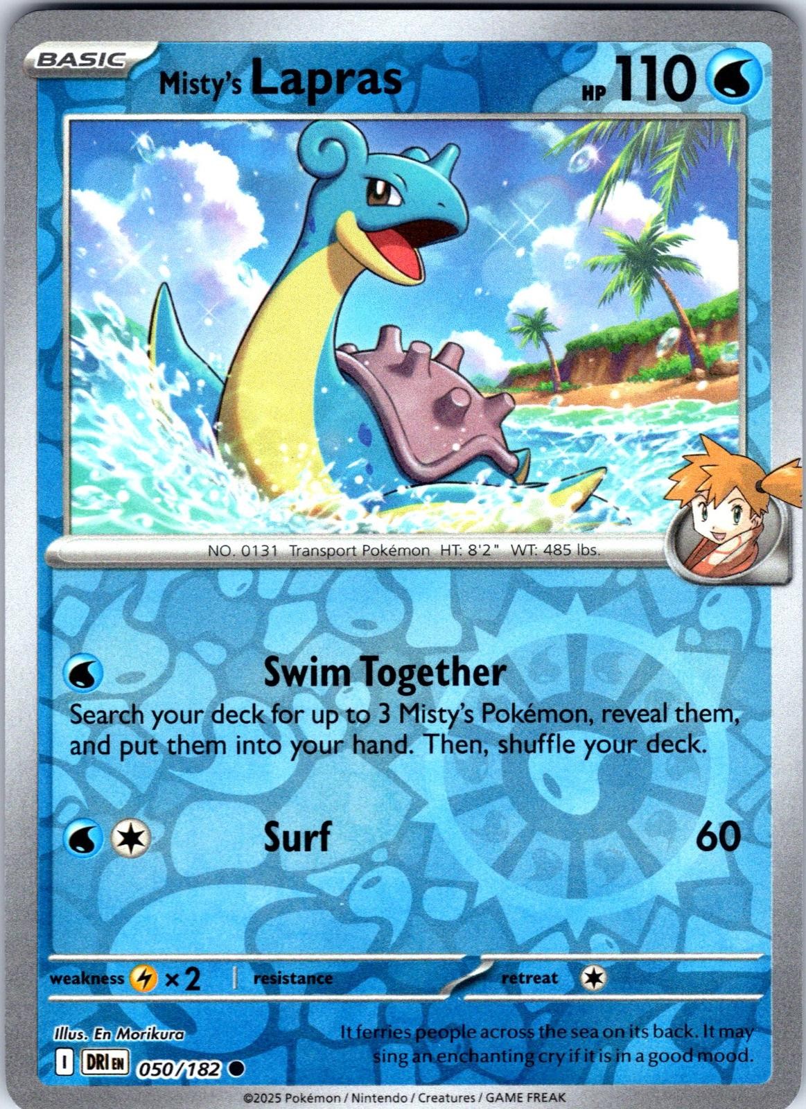 Misty’s Lapras 050/182 Common Destined Rivals Pokemon Reverse Holo Near Mint