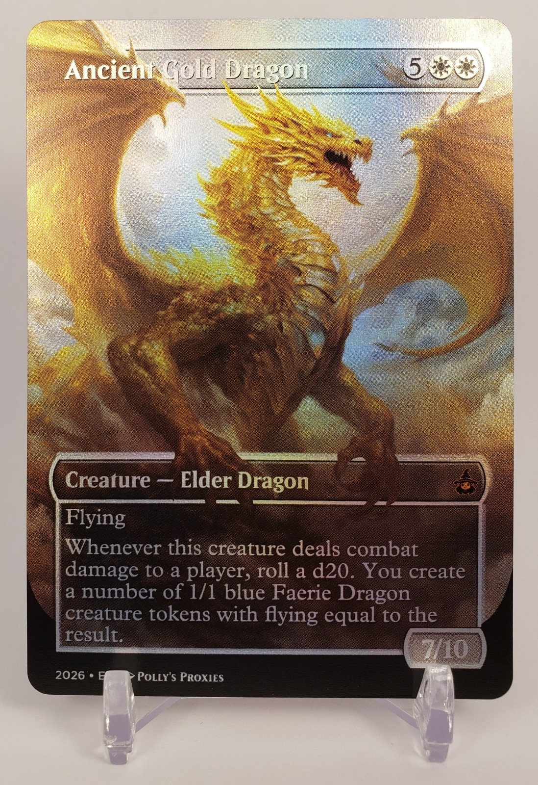 Ancient Gold Dragon FOIL Proxy Card with Custom Fantasy Art Design