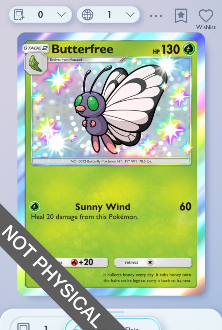 Pokemon TCG POCKET – Butterfree shiny 1⭐, Everyday Wonders, English