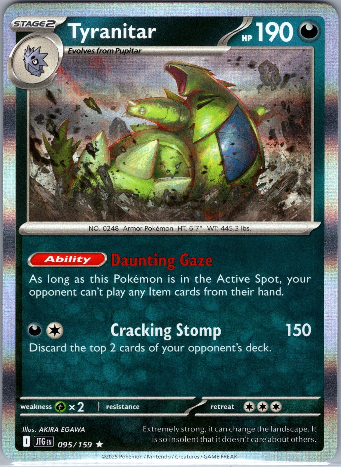 Tyranitar 095/159 Rare Journey Together Pokemon Holo Near Mint