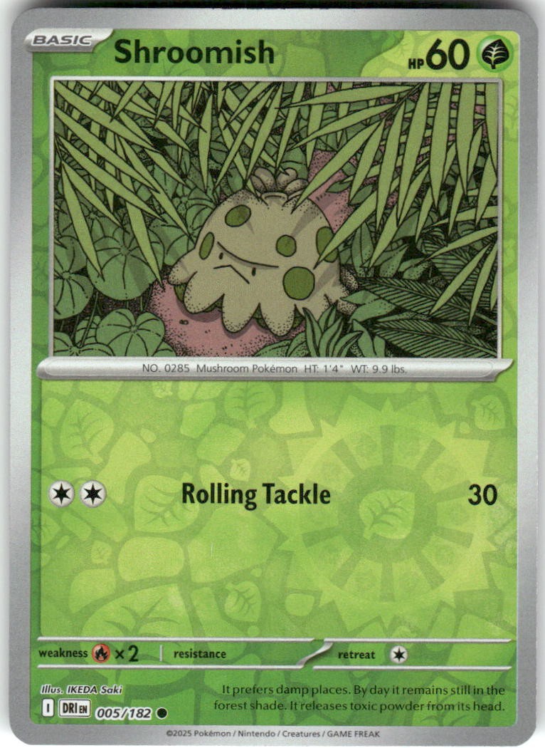SHROOMISH 005/182 COMMON DESTINED RIVALS POKEMON REVERSE HOLO NM/M IKEDA SAKI