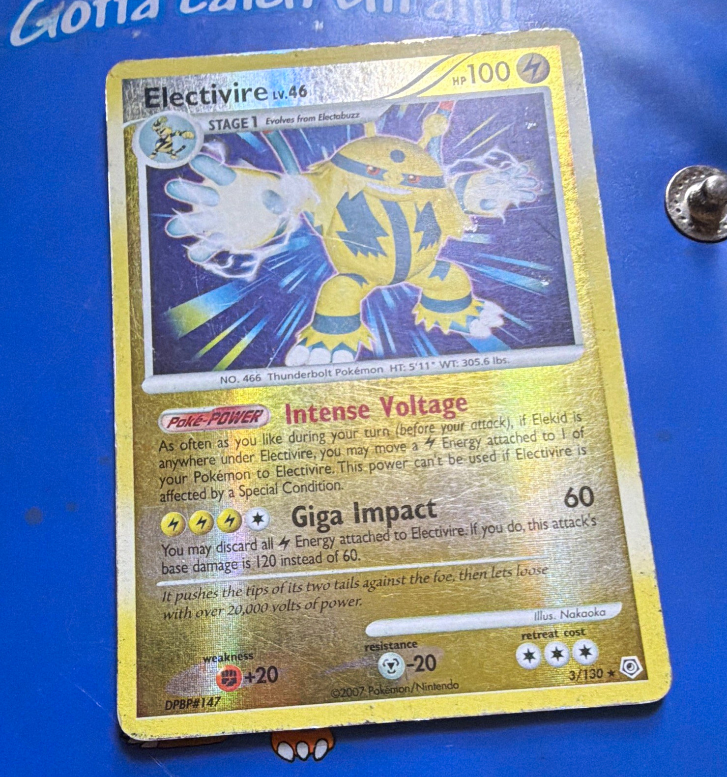 Pokémon TCG Electivire 3/130 Diamond & Pearl Reverse Holo Rare Eng HP100 2007