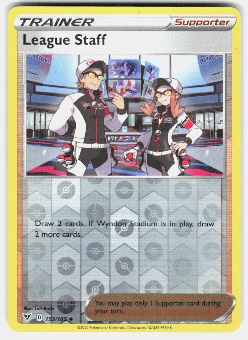 League Staff 153/185 Uncommon Vivid Voltage Pokemon Reverse Holo Near Mint