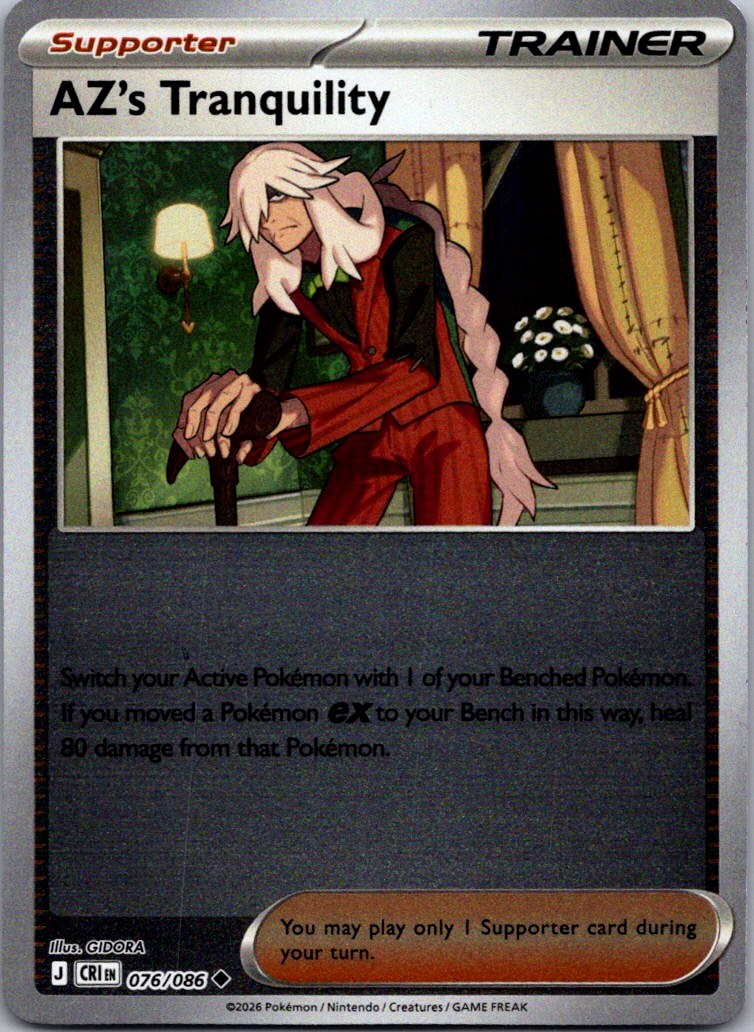 AZ’s Tranquility 076/086 Uncommon Chaos Rising Pokemon Reverse Holo Near Mint