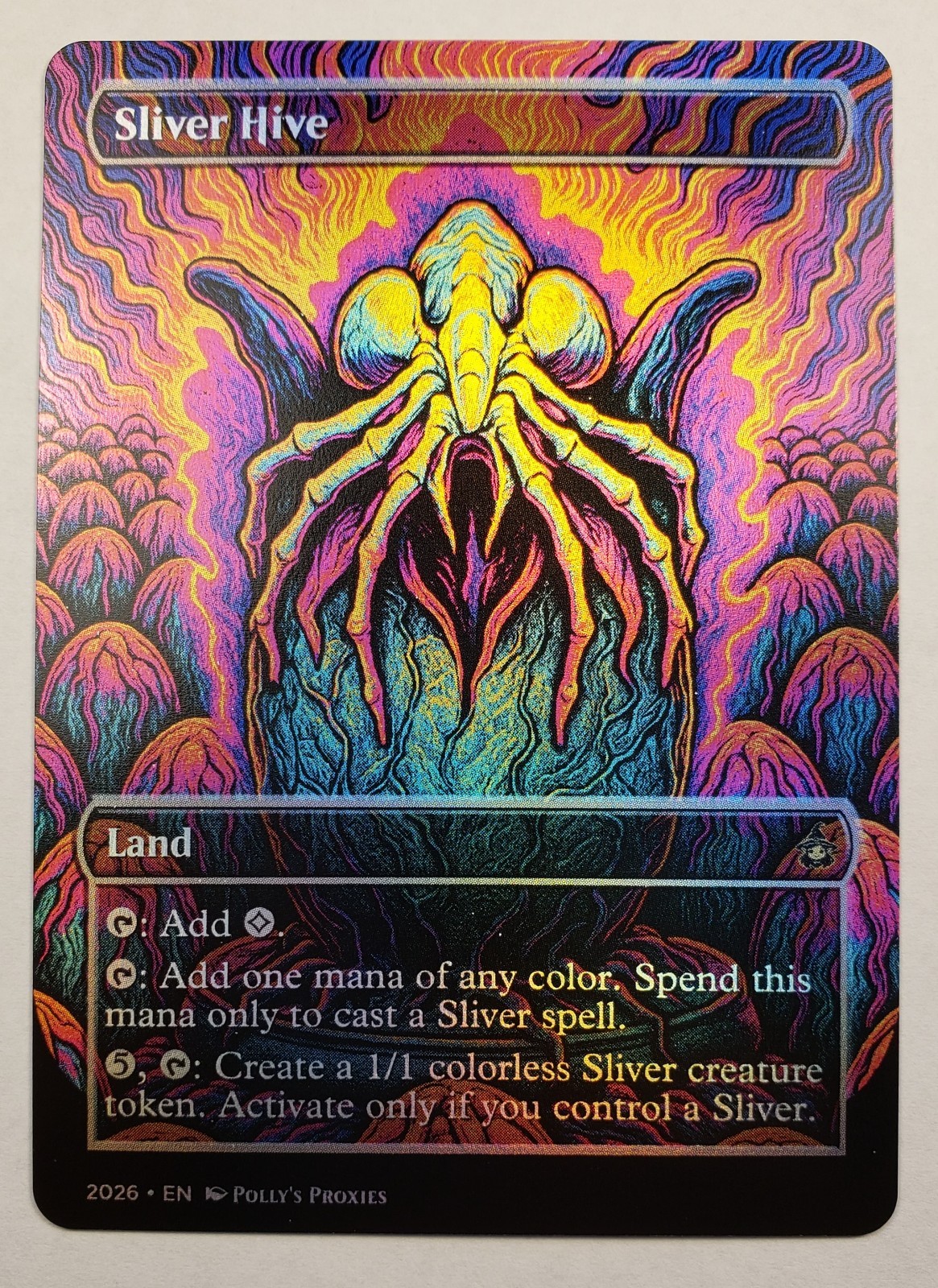 Sliver Hive FOIL Proxy Card with Custom Fantasy Metal Poster Art Design