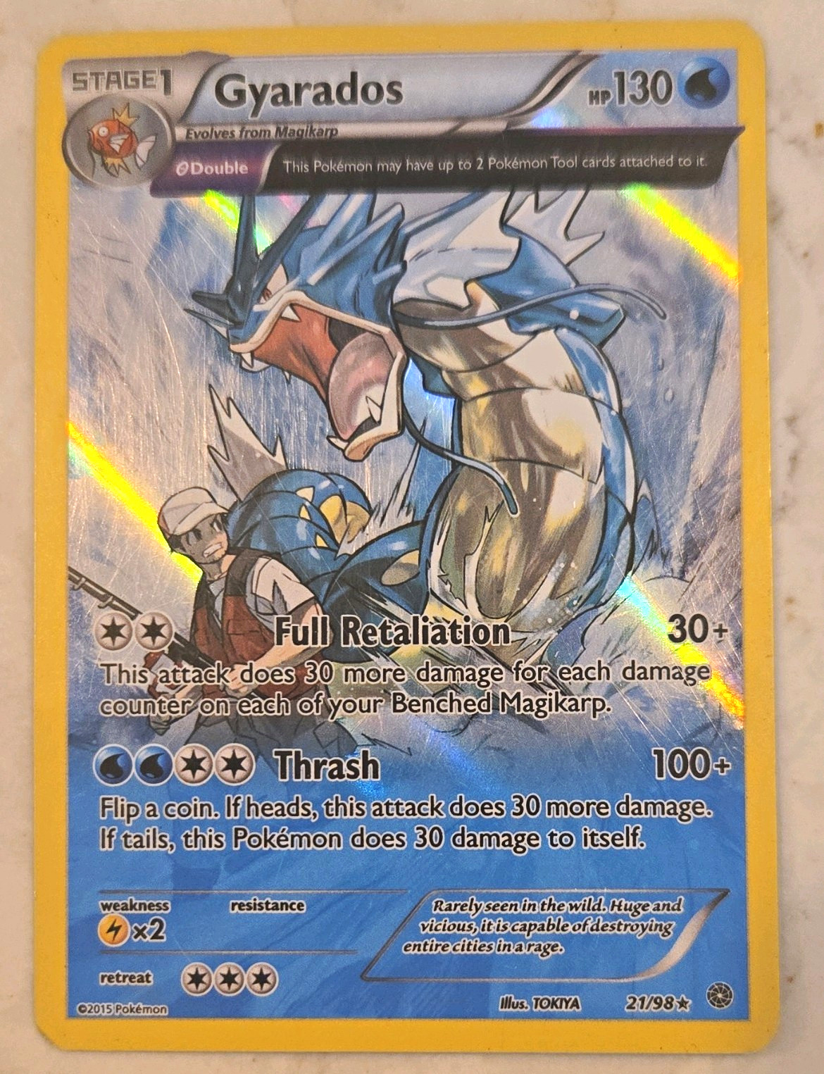 Pokemon TCG Gyarados 21/98 XY Ancient Origins Holo Rare Stage 1 130 HP 2015