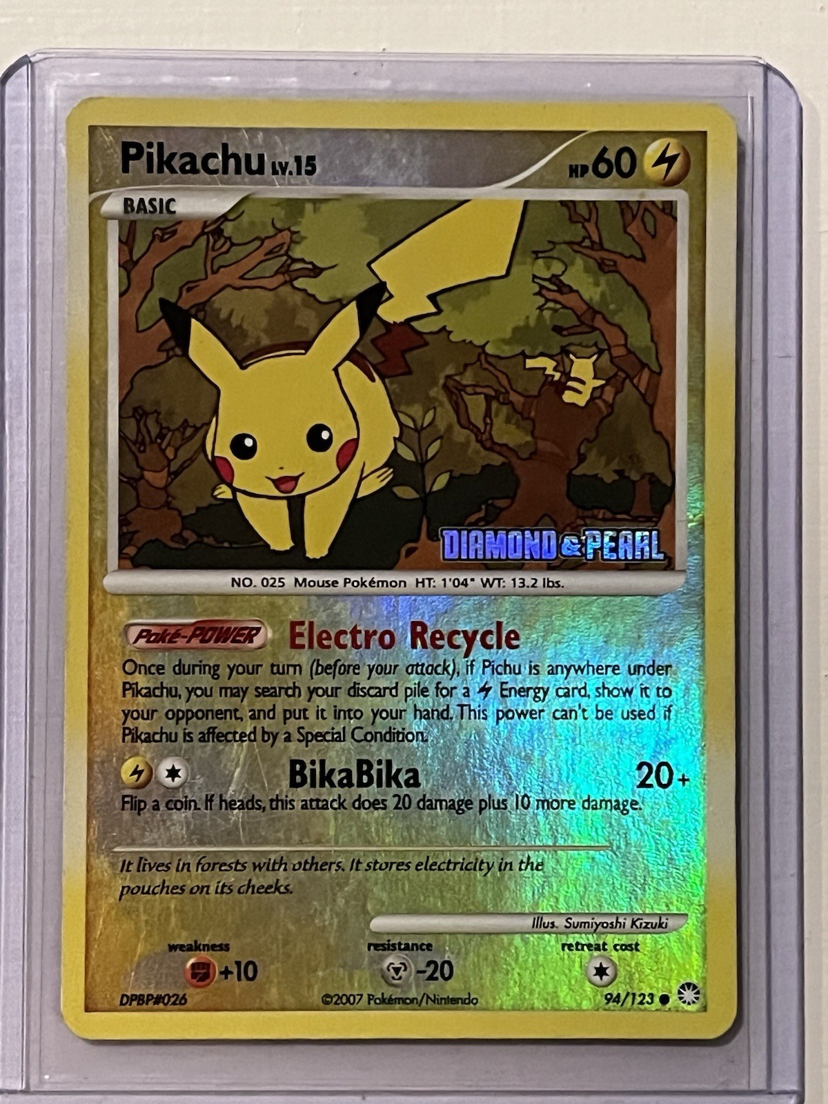 Pokemon TCG Pikachu Stamped Reverse Holo 94/123 Diamond Pearl Burger King Promo