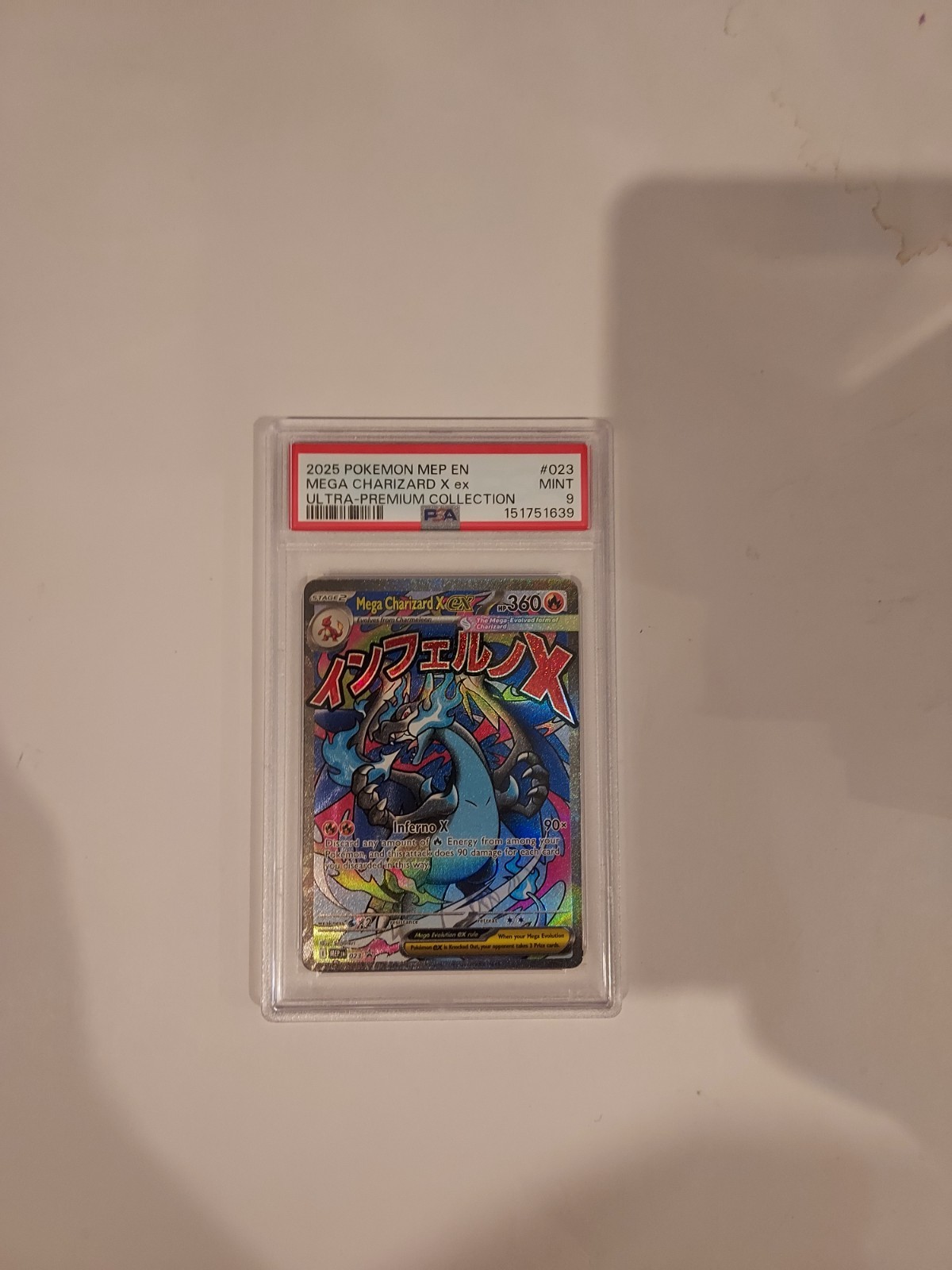 2025 Pokémon phantasmal flames mega charizard X ex #023 card graded psa mint 9.