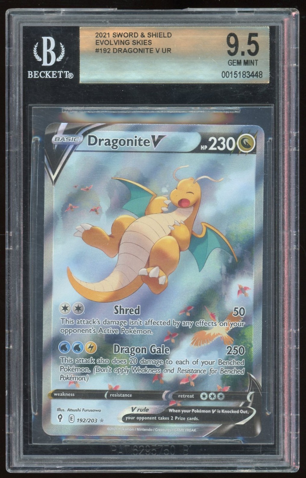 2021 Pokemon Sword and Shield Evolving Skies Dragonite V UR #192 BGS 9.5