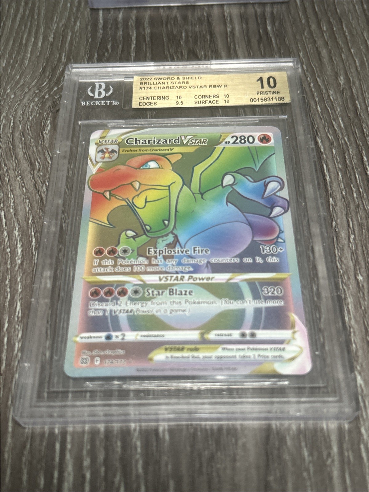 Charizard VSTAR (RAINBOW) 174/172 Swsh09: Brilliant Stars Holo BGS 10